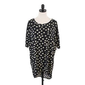 NEW LuLaRoe Irma Small Black Green Long Tail Boat Neck Short Sleeve Tunic‎ Top